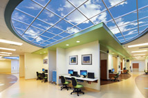 Kingwood Medical Center's Women and Children's Tower features a set of four custom semi-circular Luminous SkyCeilings