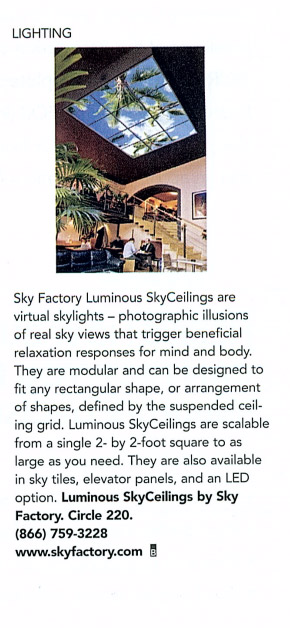 Sky Factory featured in Buildings Magazine August 2011