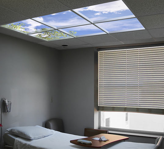 This patient room was used to measure health benefits of Luminous SkyCeilings